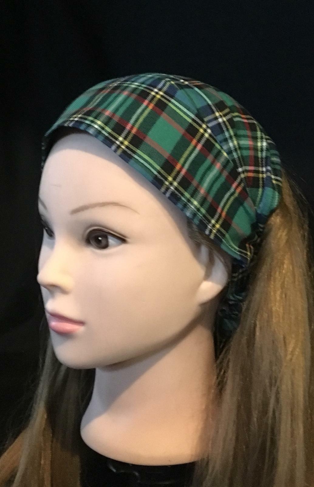Green Tartan Wide Hair Band Head Scottish Clan Bandana Ladies Fashion Hogmanay