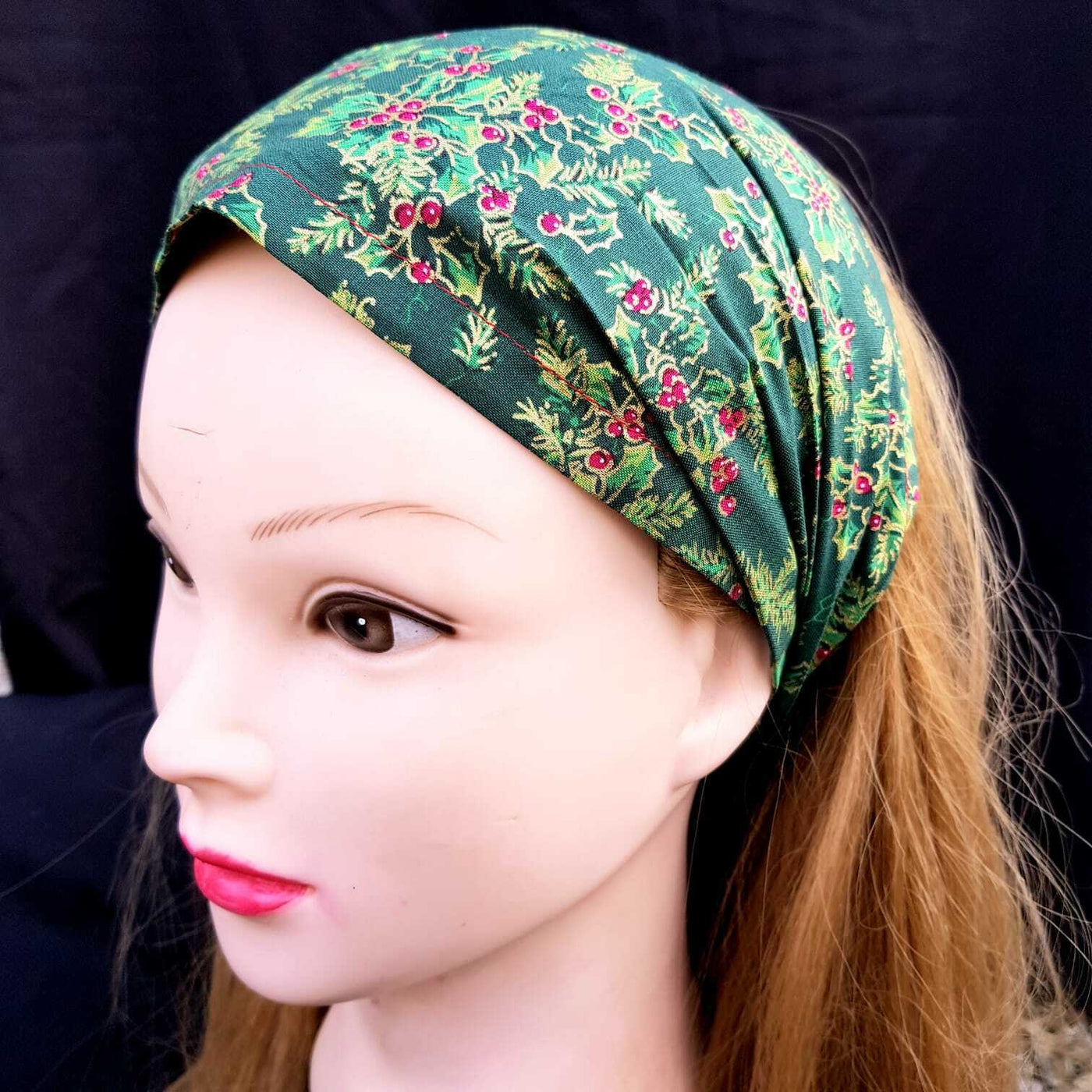 Festive Christmas Xmas Handmade Elasticated Hair Head band Bandana Chemo Wear