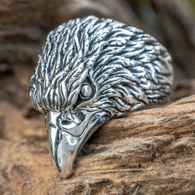 Golden Eagle Ring .925 silver Native American Bird of Prey American Biker