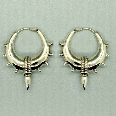 Creole hoop earrings - .925 sterling silver - spiky