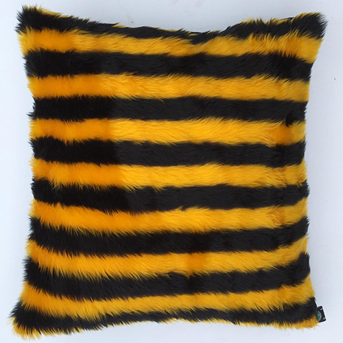 Bee Stripe Faux Fur Fluffy Cushion Cover Case fits 18 x 18 100% Cotton