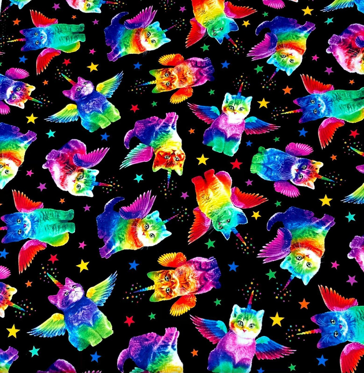 Fat Quarter Rainbow Cat Flames Timeless Treasures Fabric for Face Masks Apparel