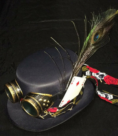 Steampunk Top Hat Goggles Feather Gothic Cyber Retro Cosplay