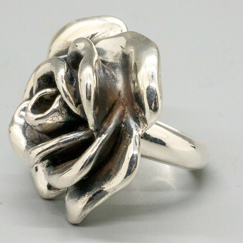 3D Rose Shaped Flower Ring - Large - .925 sterling silver