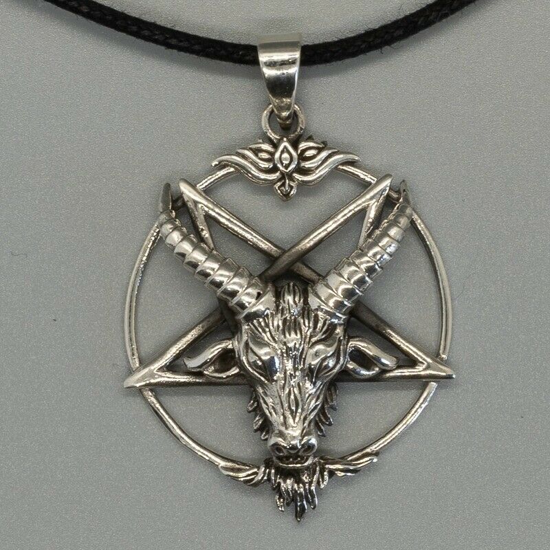 Baphomet Goat Occult Pentagram Pendant - .925 sterling silver necklace