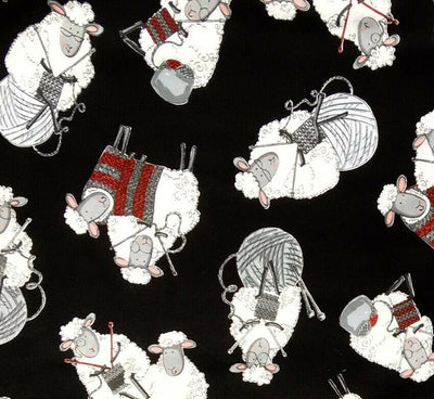 Crazy Knitting Sheep - Timeless Treasures - 100% Cotton Fabric