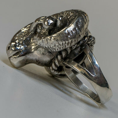 Ram Head Skull Ring .925 silver Zodiac Aries Goat Biker Gothic