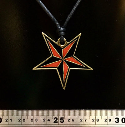 Nautical Star Bronze Pewter Metal Pendant Pagan Celtic Biker adjustable cord