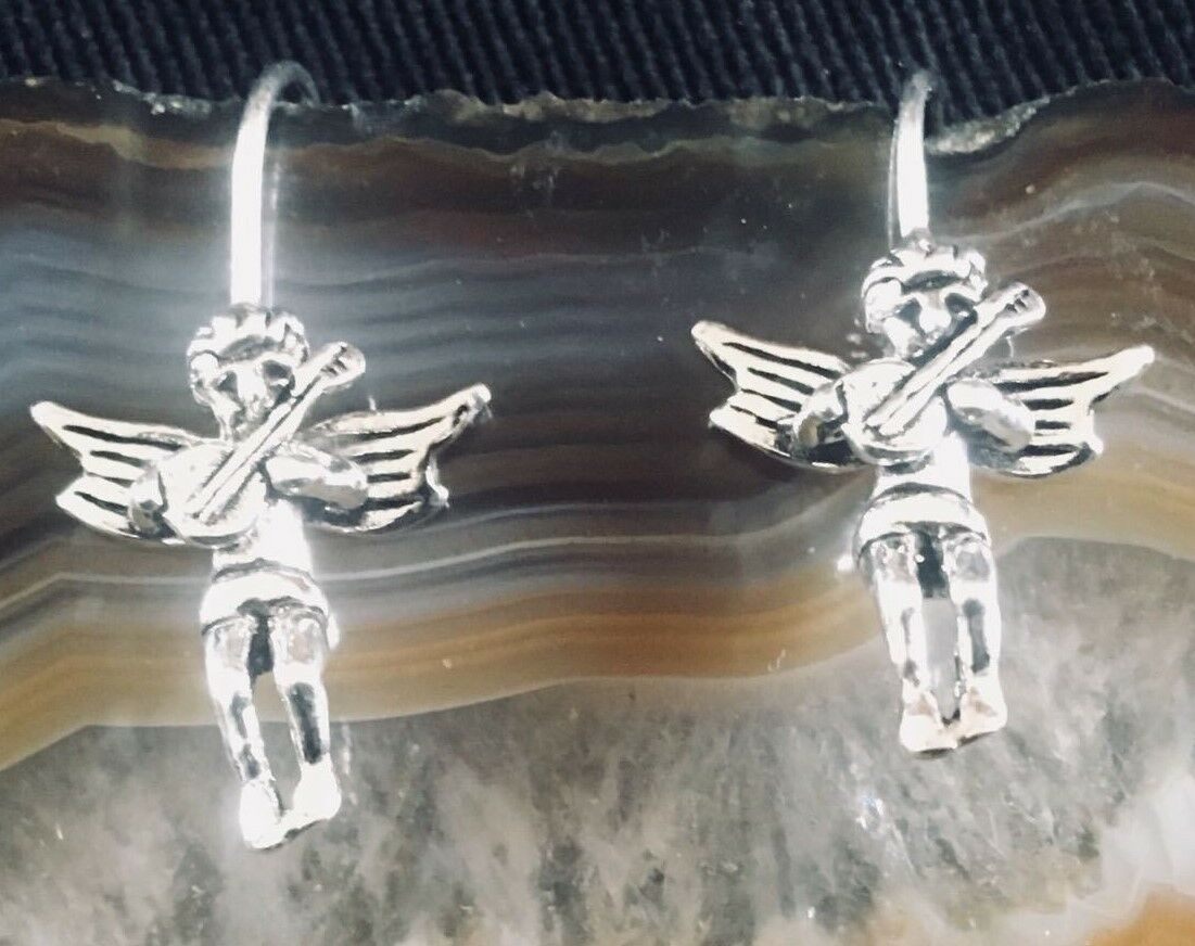 Cupid/Cherub Dropper  Earrings - .925 sterling silver