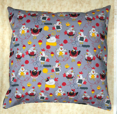 Crazy Knitting Chicken Cushion Cover  - Timeless Treasures - 100% Cotton