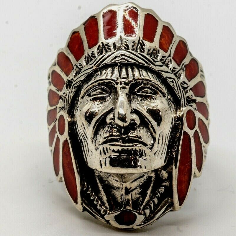 Native American Indian Chief Exeter Chiefs Rugby 925 silver Ring Size T-Z5