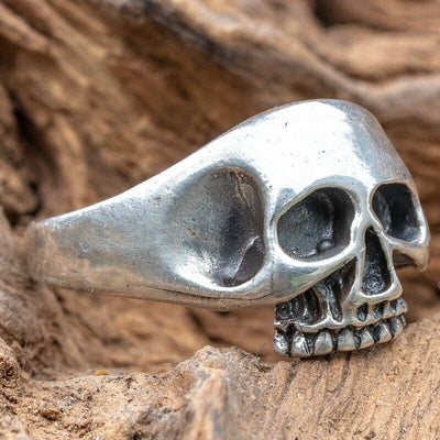 Baldy Skull Ring 925 sterling silver Metal  Biker Gothic Punk Pinky M - X