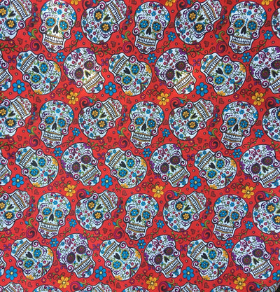 Red Candy Sugar Skull Day of the Dead - David Textiles - 100% Cotton Fabric