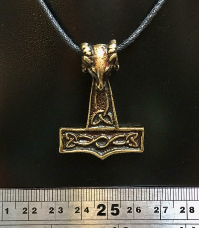 Thors Hammer Pewter Bronze Pendant Necklace Viking Mjolnir Odin Gothic Biker