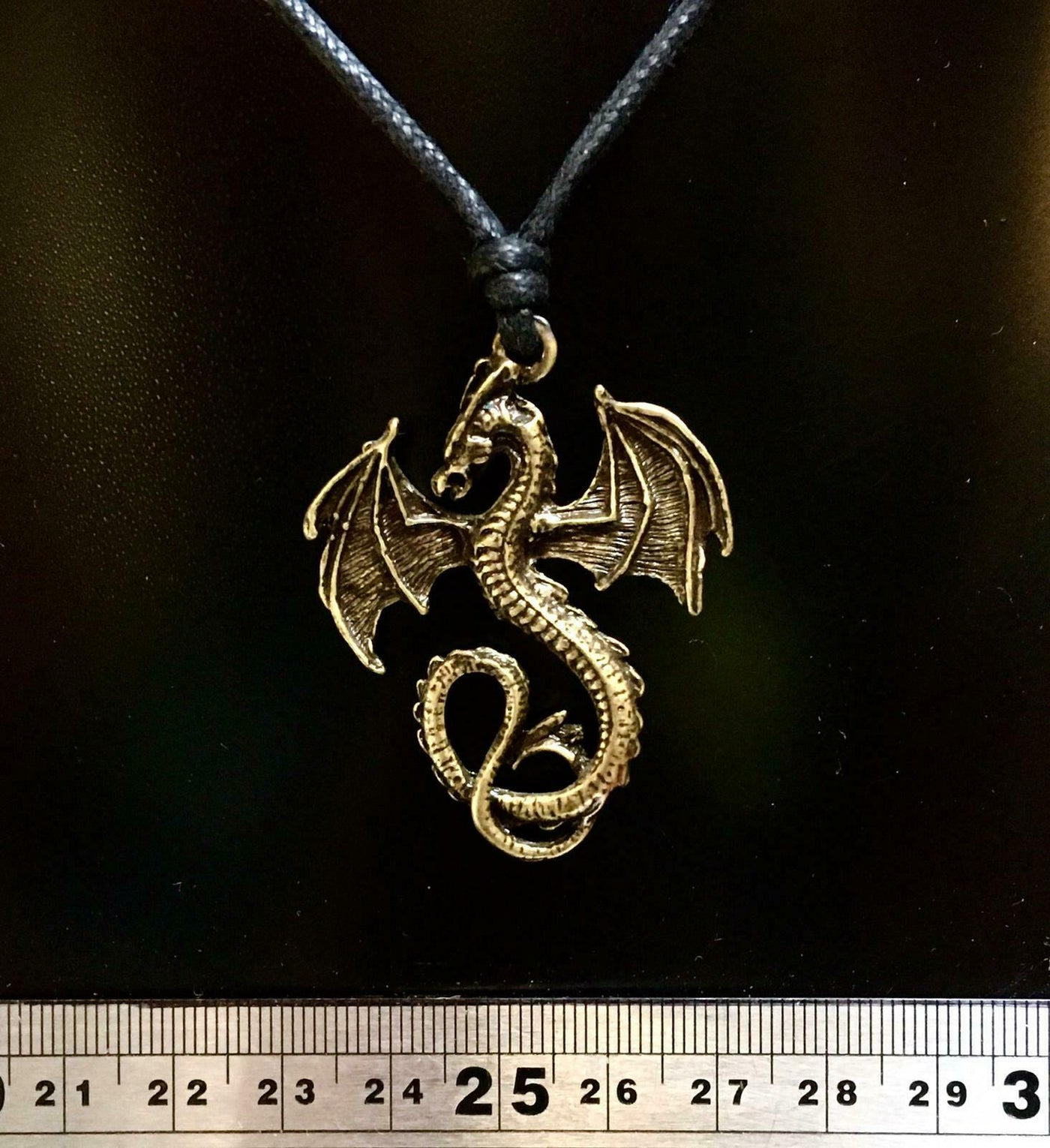 Dragon Bronzed Pewter Pendant Gothic Biker adjustable necklace Thrones Fantasy