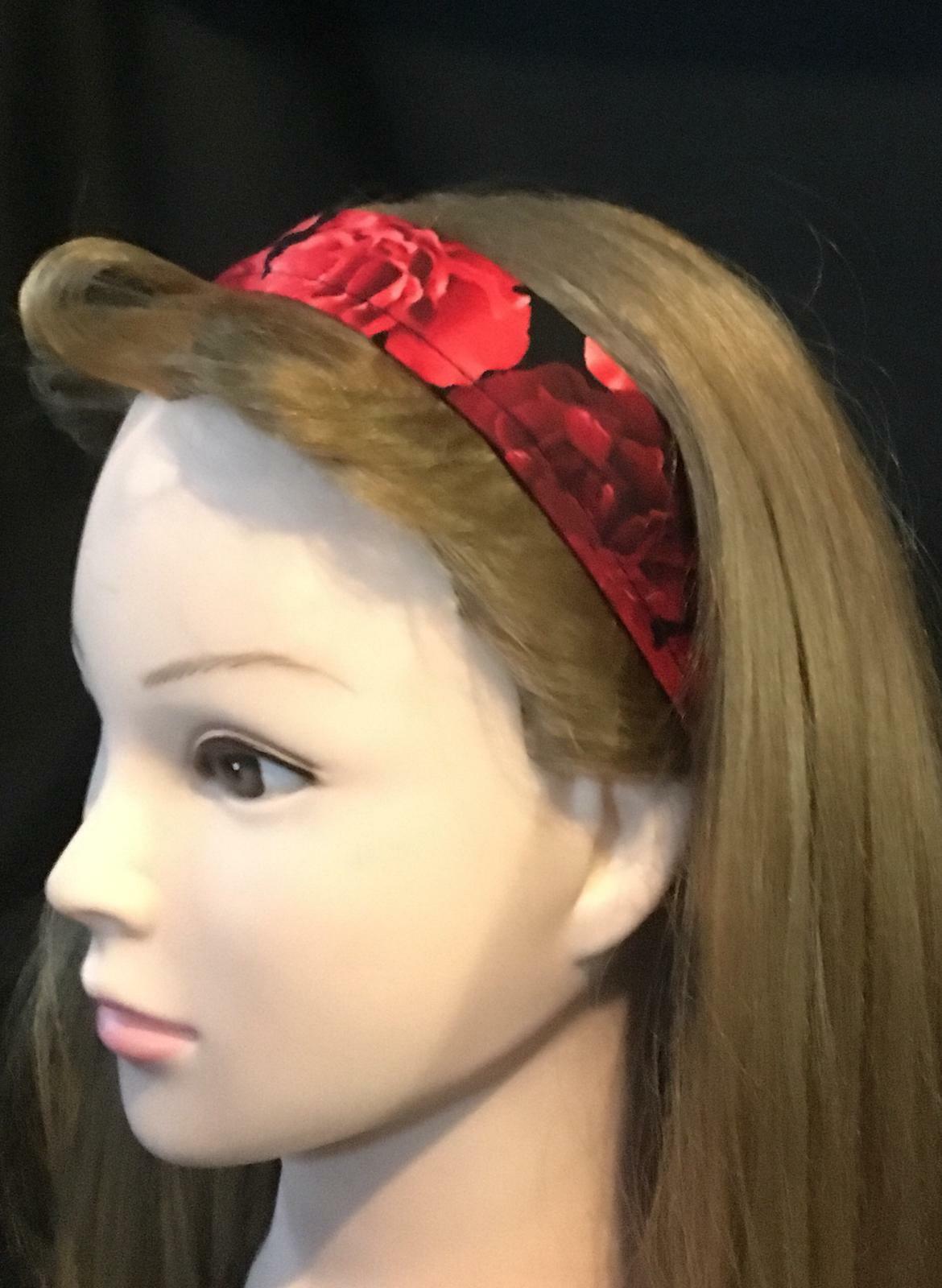 Red Roses Flowers Floral Head Hair Band Bandana Ladies Fashion Biker feeanddave