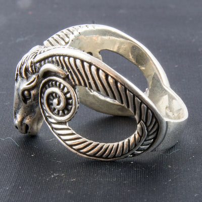 Ram Ring .925 silver Aries Baphomet Occult Zodiac Sheep Biker Metal feeanddave