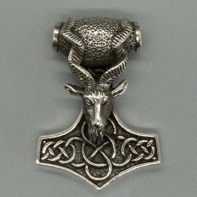 Thors Hammer Mjolnir Pendant 925 silver Viking Antelope Kudu Thor Norse Biker