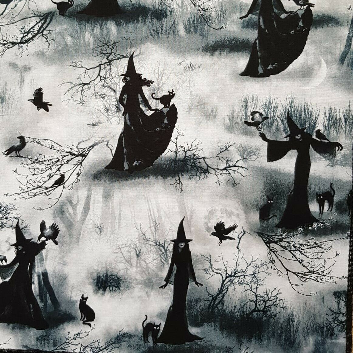 Witch Black Cat Wicca Timeless Treasures Fabric for Face Masks & Costume Apparel
