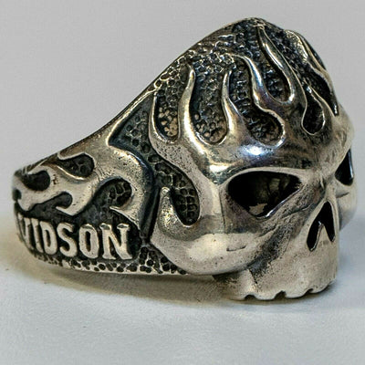 Burns Skull Flame Ring - .925 sterling silver