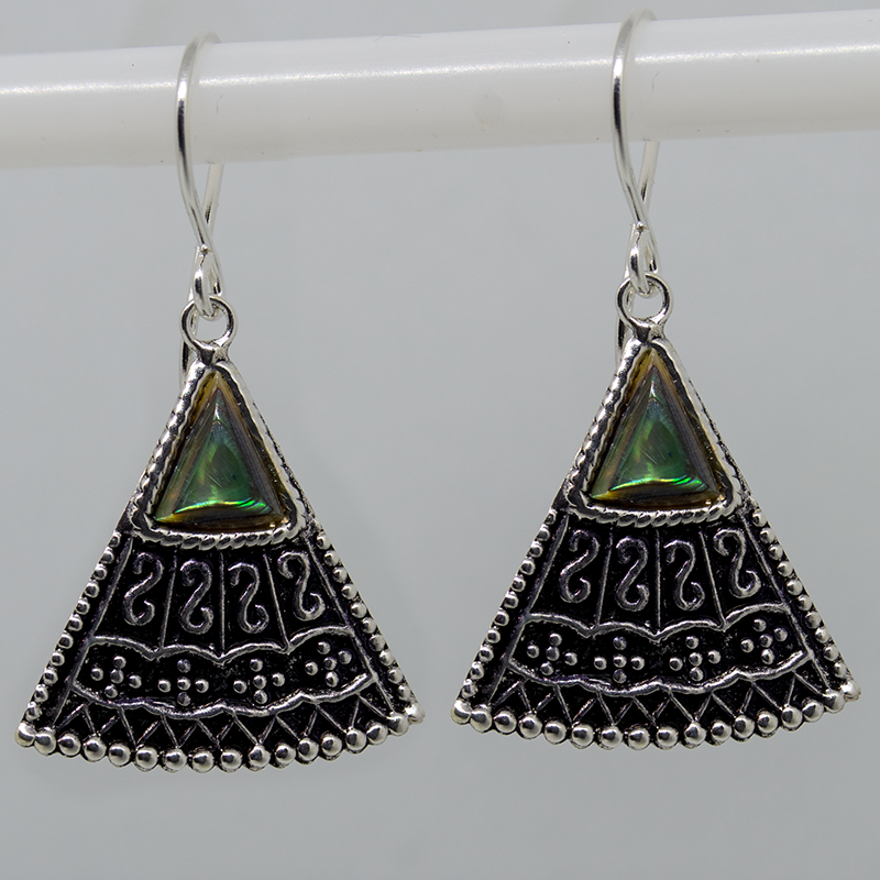Abalone Paua Shell Fan earrings - .925 sterling silver