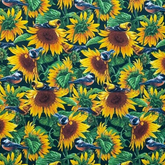 Sunflower & Bird Wild Wings - David Textiles - 100% Cotton Fabric