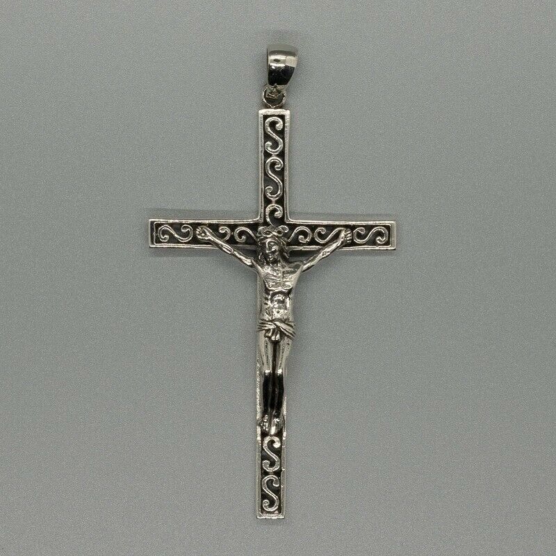 Jesus Cross Crucifix 925 silver pendant necklace religion christian god