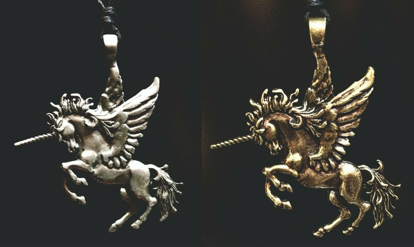 Unicorn Pewter Bronze Pendant Viking Odin Celtic Necklace Fairy Horse Magical