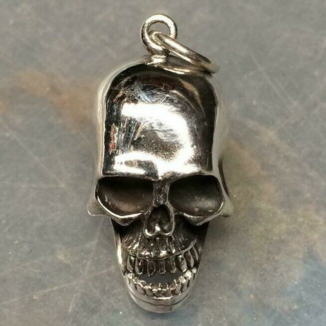 Skull with secret compartment Pendant 925 silver Biker Gothic Skeleton Day Dead