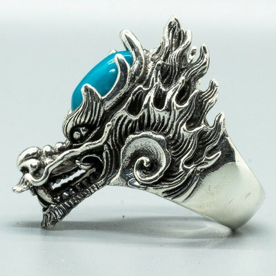 Silver Dragon Ring with Turquoise