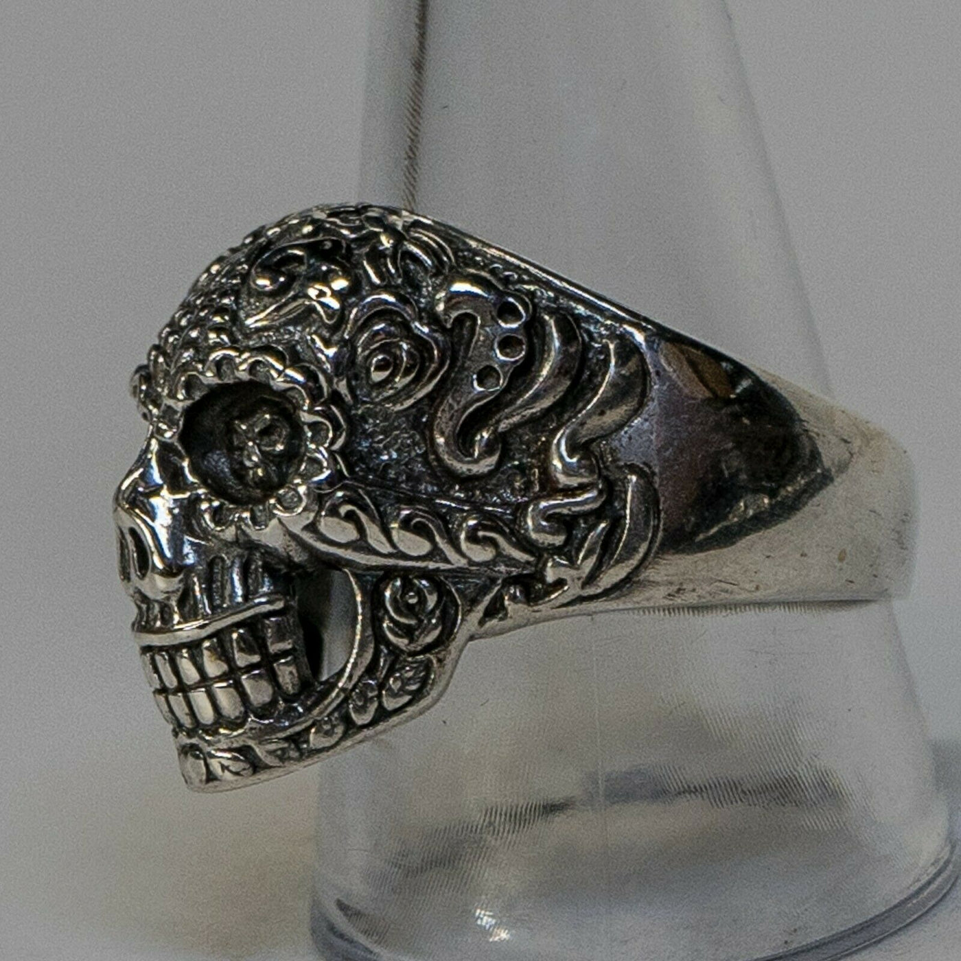 Candy/Sugar Skull Ring - .925 sterling silver