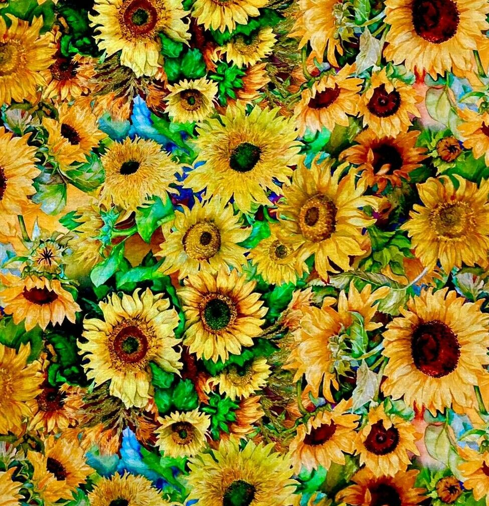 Sunflowers Bandana Headband Chemo wear Textiles for face masks Van Gogh Style