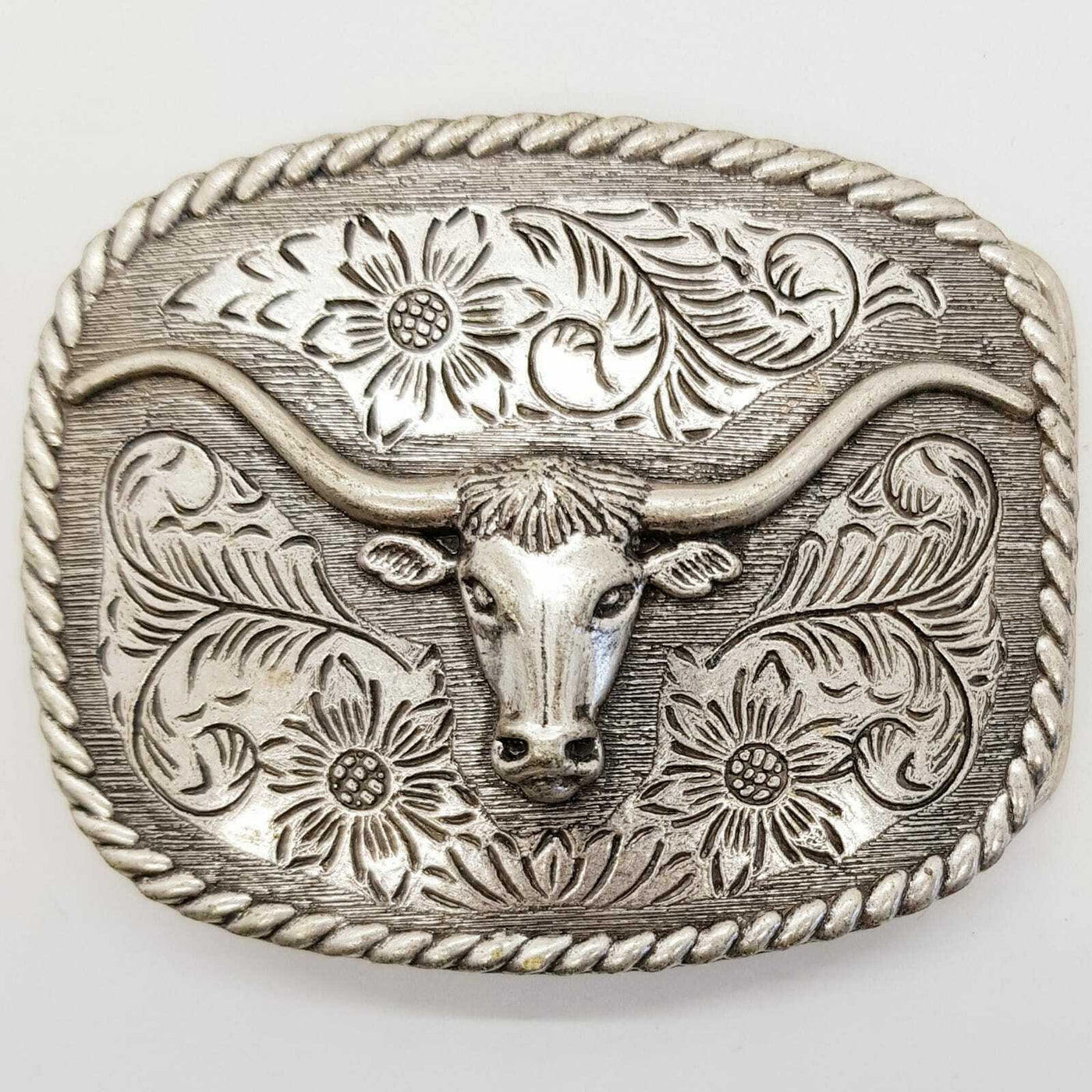 Longhorn Western Belt Buckle USA Cowboy Rodeo Bull Head Ox Texas Biker  chrome