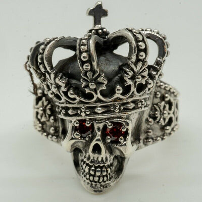 Skull King 925 silver ring Pirate Skeleton Royal Biker Rock Jester Joker Punk