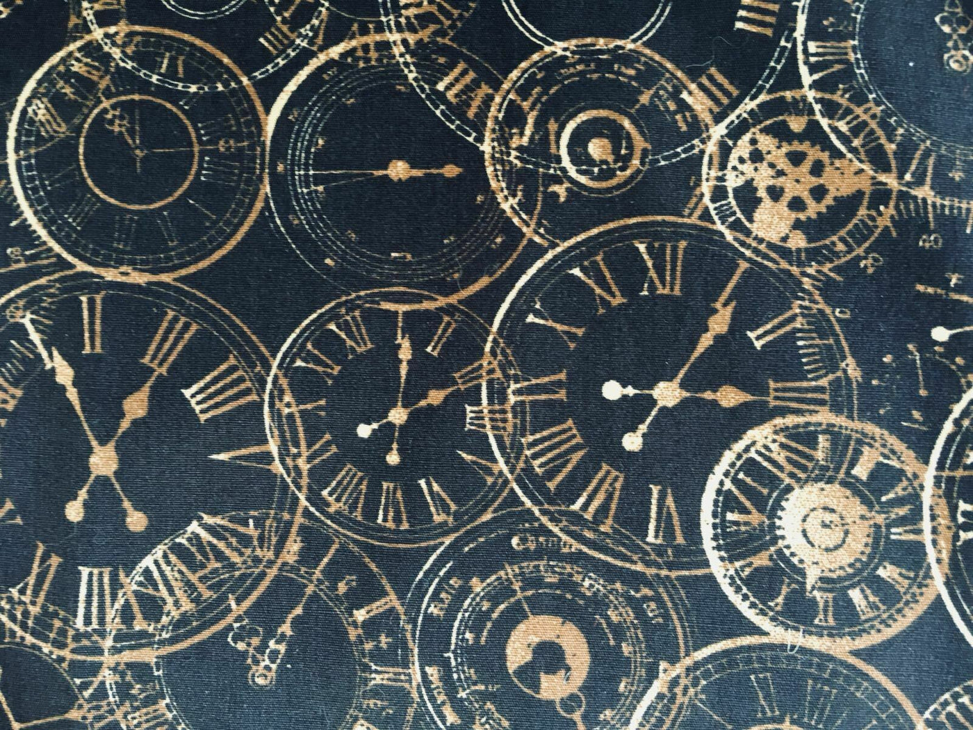Fat Quarter Steampunk Clock Faces 100% Cotton Fabric bronze time piece