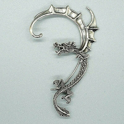 Dragon Ear Cuff .925 sterling silver LEFT earring Gothic Biker