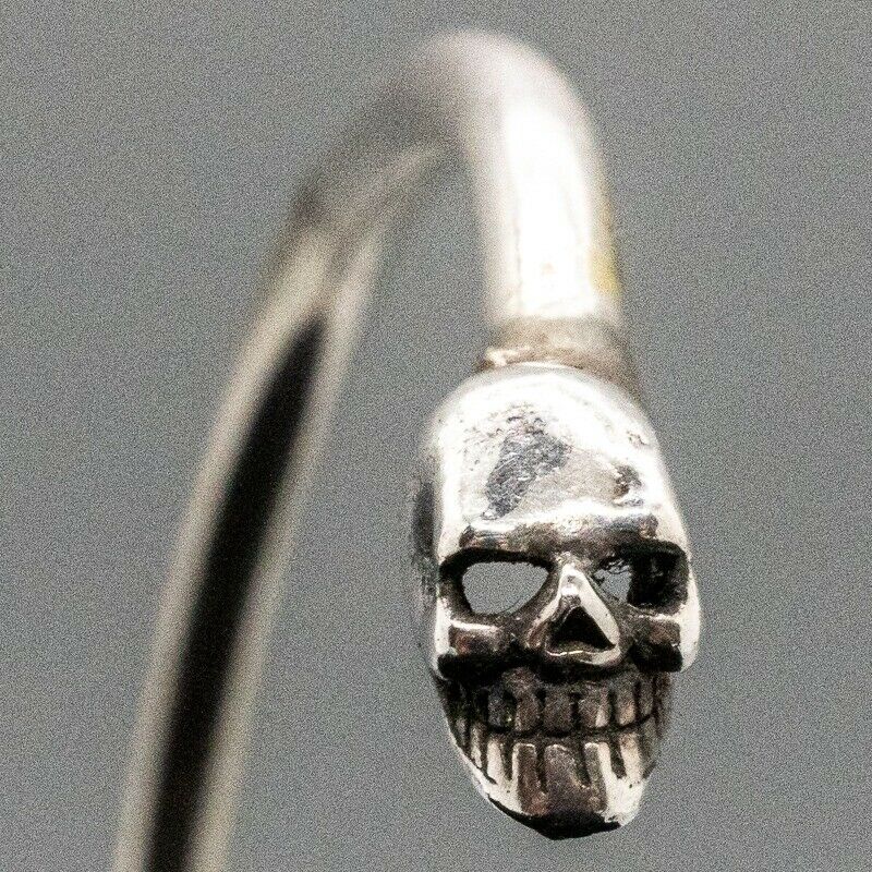 Skull  .925 silver torc torque bangle biker viking mjolnir pagan skeleton