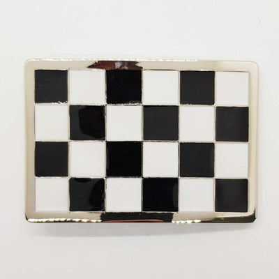 Chequered Belt Buckle - enameled