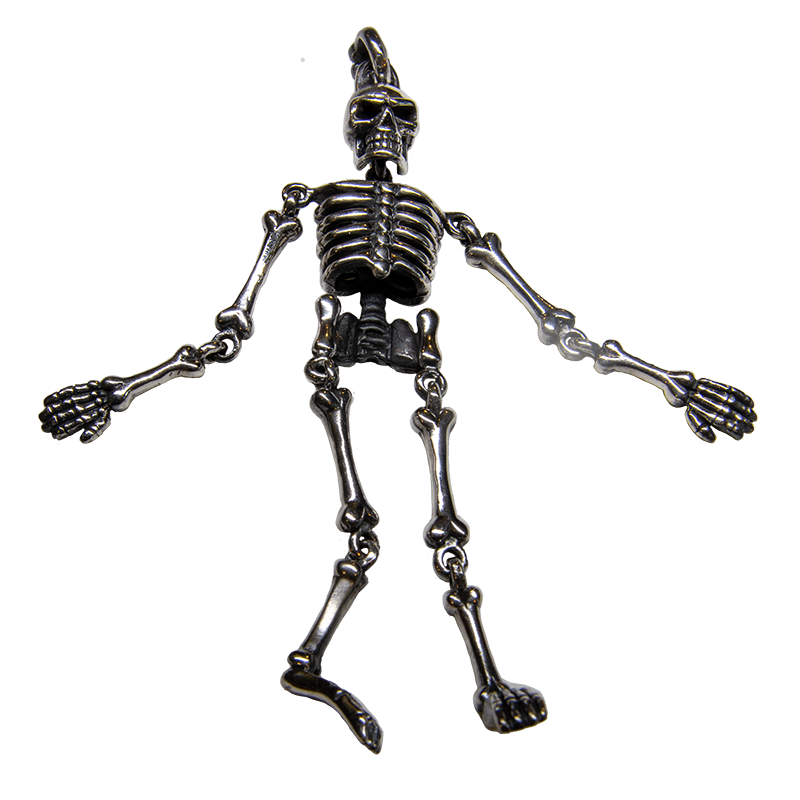 Skeleton Articulated Bones Pendant 925 silver Biker Gothic Punk Skull