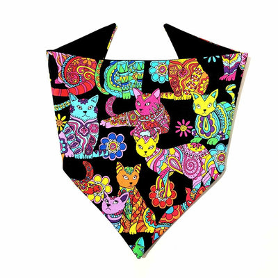 Mandala Cat Neckerchief - Timeless Treasures - 100% Cotton Fabric