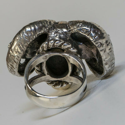 Ram Head Skull Ring .925 silver Zodiac Aries Goat Biker Gothic