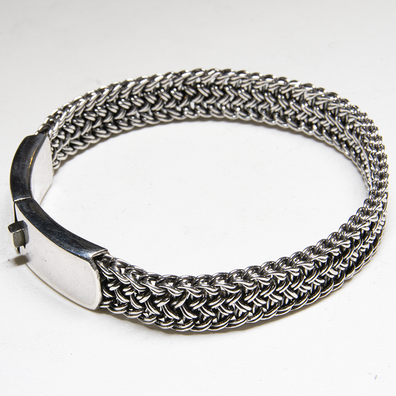 Woven Design Bracelet - 11mm - .925 sterling silver