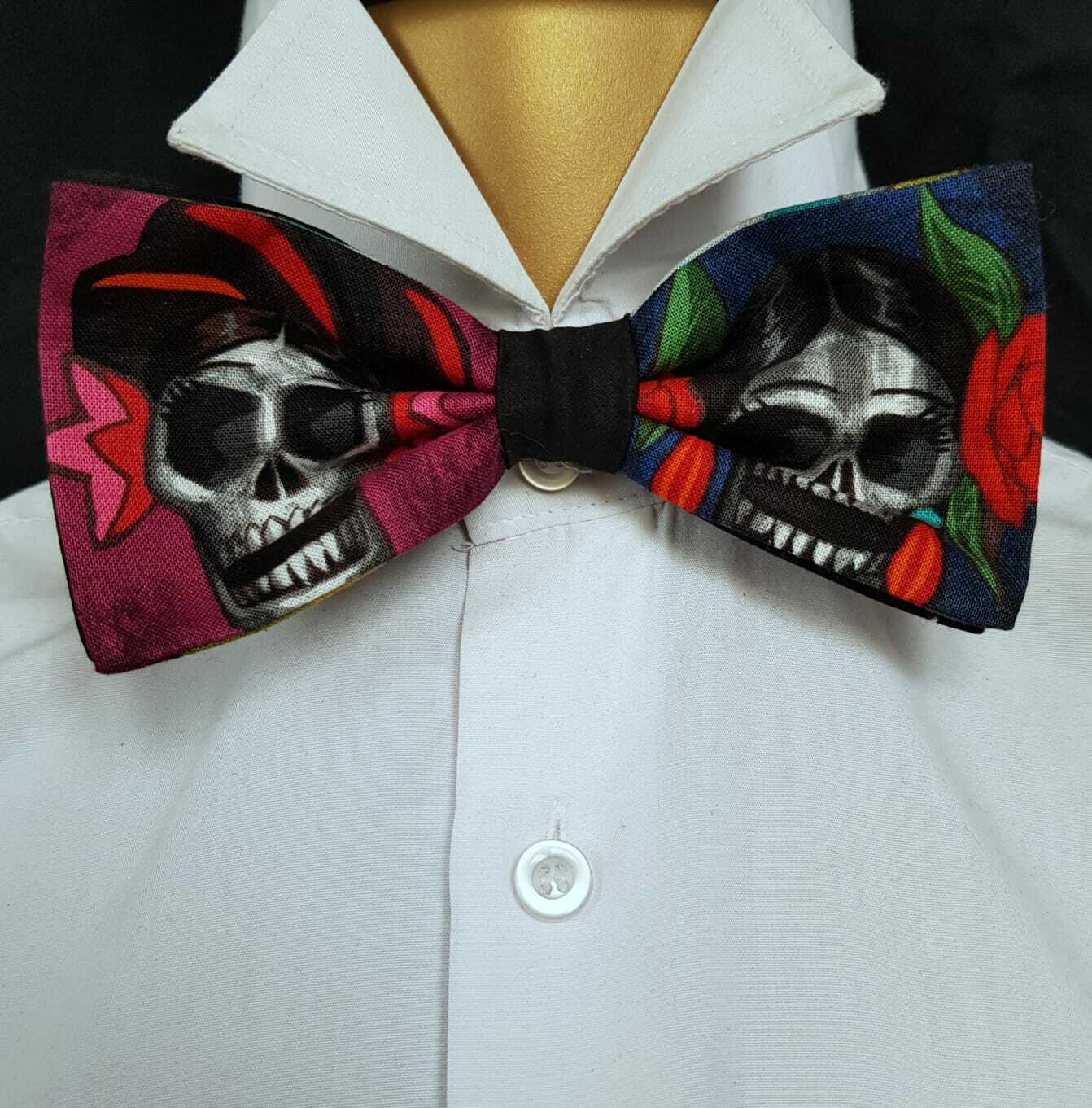Day of the Dead Skull Bow Tie Hair Bow Prom Bowtie Dickie Dia de Muertos