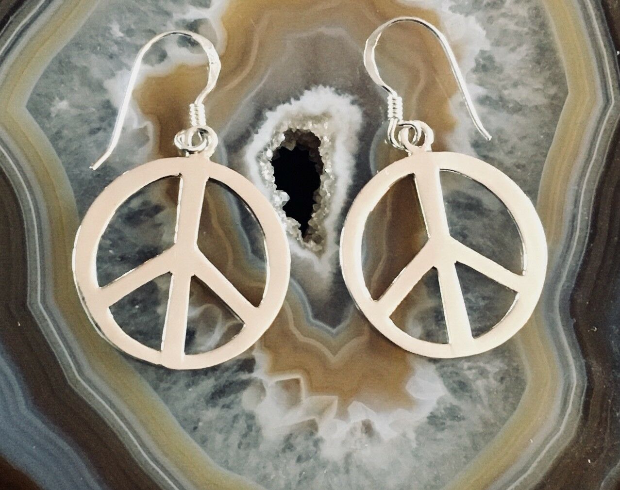 CND/Peace Symbol dropper earrings - .925 sterling silver