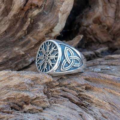Nordic Compass 925 silver ring The Helm of Awe