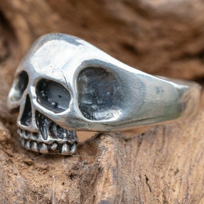 Baldy Skull Ring 925 sterling silver Metal  Biker Gothic Punk Pinky M - X