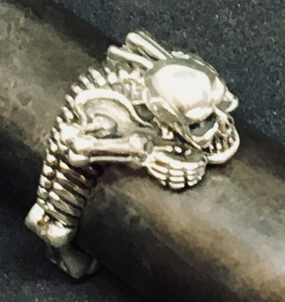 Skeleton Skull Ring .925 silver Biker Metal Gothic Vampire Devil feeanddave