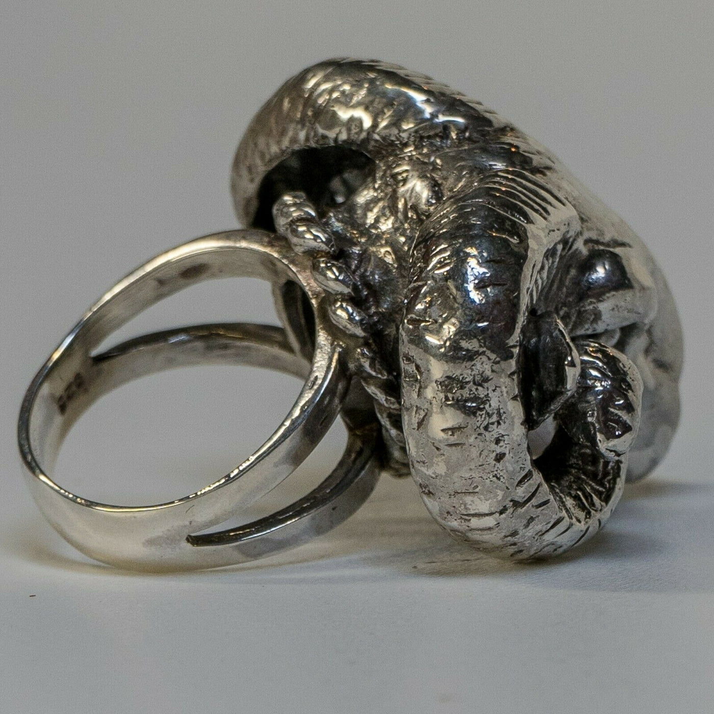 Ram Head Skull Ring .925 silver Zodiac Aries Goat Biker Gothic