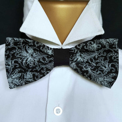 Floral Paisley Monochrome Bow Tie Hair Bow Bowtie Dickie Wedding Prom
