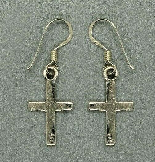 Cross drop hook earrings - .925 sterling silver